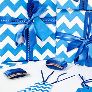 recycled blue chevron wrapping paper by sophia victoria joy