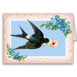 Blue Bird Vintage Valentine's Day Card
