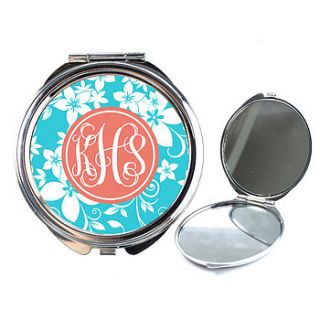 personalised compact mirror tropical flower by we love to create
