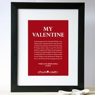 my valentine personalised print by elephant grey