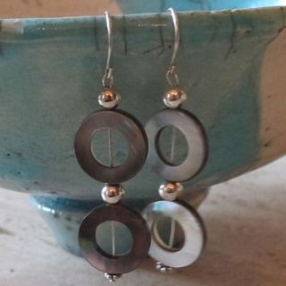 mother of pearl donut bead earrings by ava mae designs