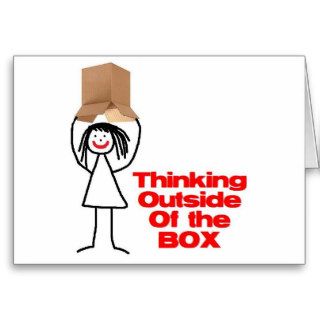 Thinking Outside the Box Cartoon Greeting Card