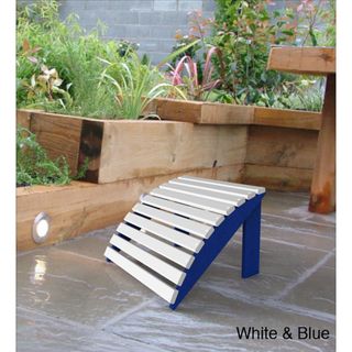 Malibu White/ Blue Patio Footstool Malibu Chaise Lounges