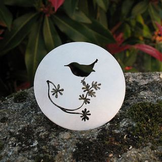 silver round bird brooch by hannah louise lamb