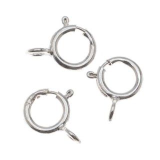 Beadaholique 10 Piece Spring Round Clasps with Closed Ring, Small, Sterling Silver