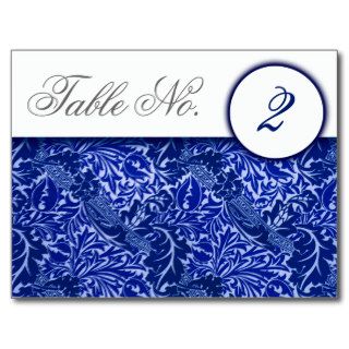 William Morris Blue Leaves Table Number Cards Post Cards