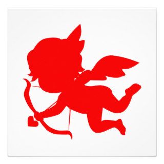 Cute Red Cupid Silhouette Announcements