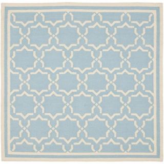Moroccan Light Blue/ivory Dhurrie Wool Area Rug (8 Square)