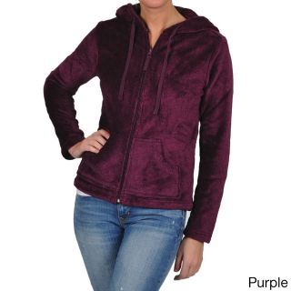La Cera La Cera Womens Luxury Plush Heather Hooded Fleece Jacket Purple Size S (4  6)