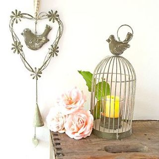 bird tea light holder and hanging heart by ciel bleu