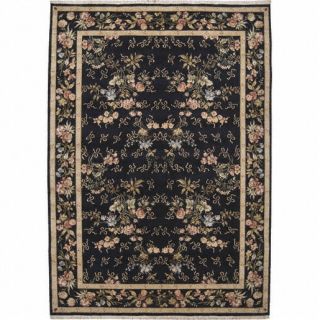 Nourison Hand knotted Legacy Floral Black Wool Area Rug (86 X 116)