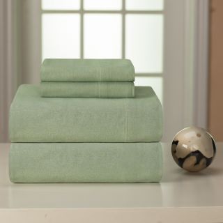 Pointehaven Solid And Print Heavyweight 100 percent Cotton Flannel Sheet Set Green Size King