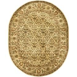 Handmade Treasured Gold Wool Rug (76 X 96 Oval)