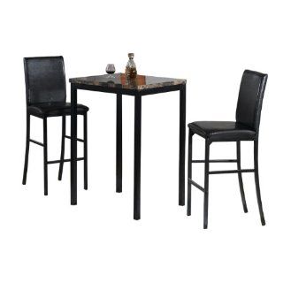 Home Source Industries 12935 Faux Counter Height Bistro Table with 2 Chairs, Black   Dining Room Furniture Sets