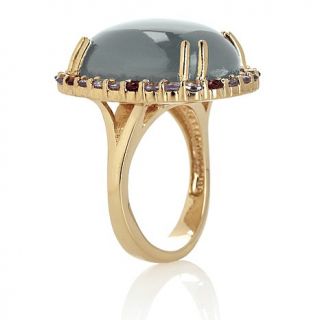 Sterling Silver Vermeil Chalcedony, Tanzanite and Rhodolite Ring