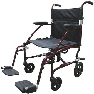 Drive Fly Lite Burgundy 19 inch Ultra Lightweight Transport Wheelchair