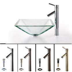 Kraus Aquamarine Glass Sink And Sheven Faucet