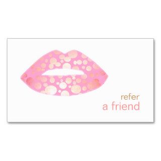 Pink and Gold Lips Refer A Friend Coupon Salon Business Card Template