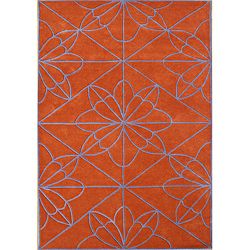 Handmade Red Orange Wool Rug (5 X 8)