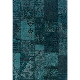 Large Teal/ Gray Area Rug (67 X 96)