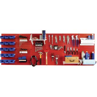 Wall Control Industrial Metal Pegboard — Red, Three 16in. x 32in. Panels, Model# 35-P-3248RD  Pegboards
