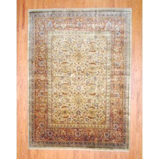 Indo Hand knotted Farahan Beige/ Brown Wool Rug (9' x 12') 7x9   10x14 Rugs