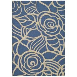 Floral Indoor/outdoor Blue/ivory Rug (4 X 57)