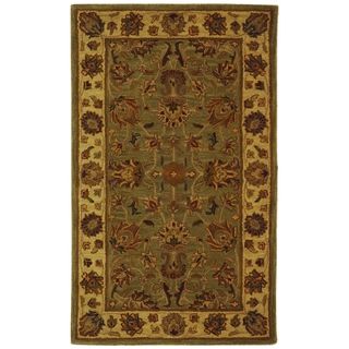 Handmade Heritage Kerman Green/ Gold Wool Rug (3 X 5)