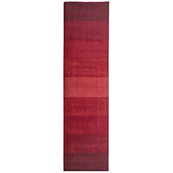 Hand tufted Red Stripes Wool Runner Rug (26 X 12)