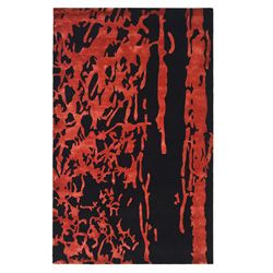 Handmade Soho Deco Black/ Red New Zealand Wool Rug (96 X 136)