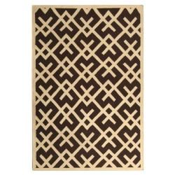 Safavieh Handwoven Moroccan Dhurrie Chocolate/ Ivory Wool Area Rug (8 X 10)