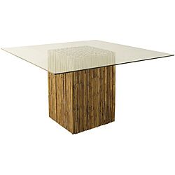 Bamboo Stick Glass Top Dining Table