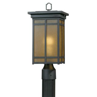 Energy saving Outdoor One light Bronze Post Light With Amber Glass