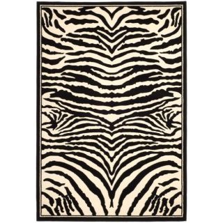 Lyndhurst Collection Zebra Black/ White Rug (8 X 11)