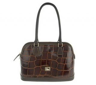 Dooney & Bourke Croco Embossed Leather Domed Satchel with Key Fob —
