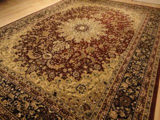 Large 5x8 Burgundy Black Isfahan Area Rug Oriental Carpet 6x8 Rug   Machine Made Rugs