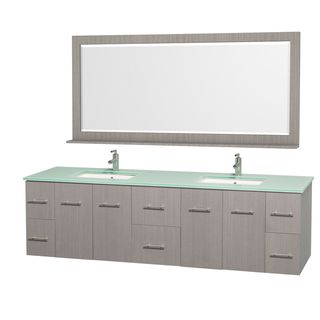 Wyndham Collection Centra Grey Oak/ Green Glass 80 inch Double Bathroom Vanity Set Grey Size Double Vanities