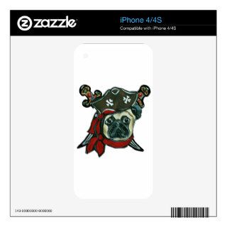 PIRATE PUG DECALS FOR iPhone 4S