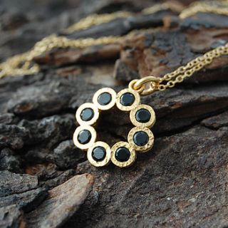 gold and black spinel rosette necklace by embers semi precious and gemstone designs