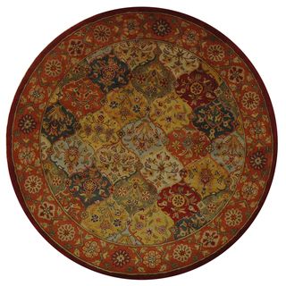 Rich Handmade Heritage Bakhtiari Multi/ Red Wool Rug (36 Round)