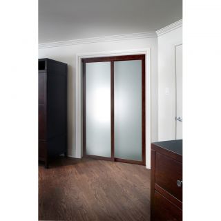 Pinecroft Fusion Frosted Glass Chocolate Frame Sliding Mirror Door