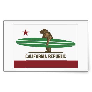 California Surfing Bear Longboard Rectangle Sticker