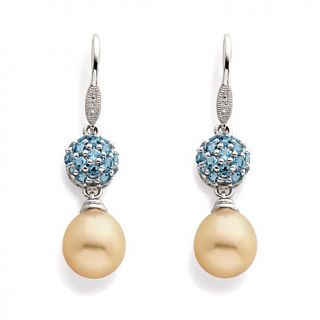 Imperial Pearls 9 10mm Cultured Golden South Sea Pearl and 1.47ct Swiss Blue To