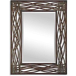 Dorigrass Distressed Mocha Rustic Metal Framed Mirror