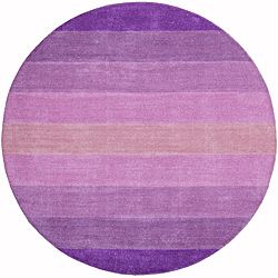 Hand tufted Purple Stripe Wool Rug (6 Round)