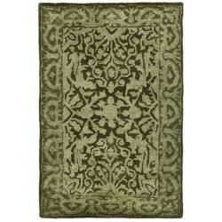 Handmade Silk Road Majestic Sage New Zealand Wool Rug (2 X 3)