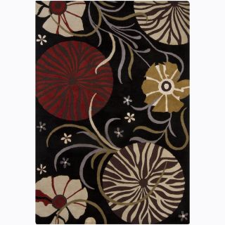 Mandara Transitional Hand tufted Floral Black Wool Rug (9 X 13)