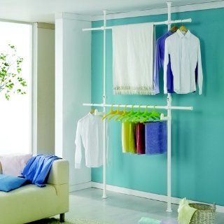 Stretch Pole Double Hanger Clothing Rack, TPH 260D   Free Standing Garment Racks