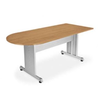 OFM RiZe Panel System Penninsula Desk 55144 Finish Maple and Silver
