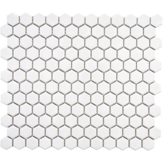 Somertile 10.25x11.75 in Victorian Hex 1 in White Porcelain Mosaic Tile (pack Of 10)